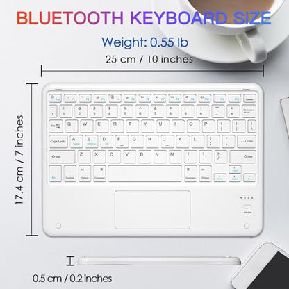 Bluetooth Keyboard, Slim 7 Colors Backlit Wireless Bluetooth Keyboard with Touchpad Built in Rechargeable Battery for iOS Android Windows Tablets PC Smartphone