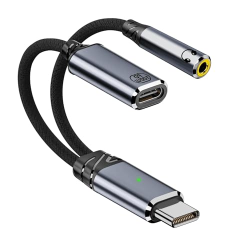 USB C to 3.5mm Headphone and Charger Adapter,2-in-1 USB C to Aux Audio | with 60W PD 3.0 Fast Charging,DAC Chip for iPhone 16/15 Series,Galaxy S25/S24, Pixel - size: type c to 3.5mm adapter