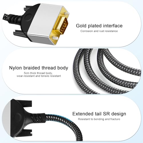 HDMI to VGA Adapter Cable 8 inch Uni-Directional Only,Gold-Plated 1080p@60Hz HDMI Female to VGA Male Braided Cord for PC,Laptop,Monitor,HDTV, Roku, Xbox, PS5 - style: HDMI to VGA Adapter Cable
