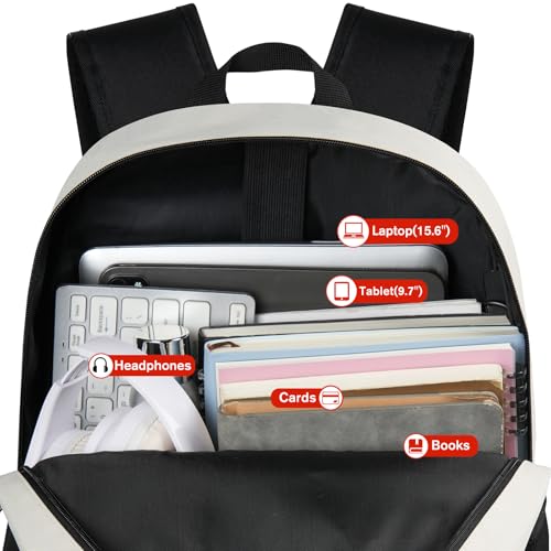YAMTION 17 Inch School Backpack Women,Classic Back Pack College Bookbag Teen Boys and Girls Black Beige - color: Black Beige, size: 17.3 inch