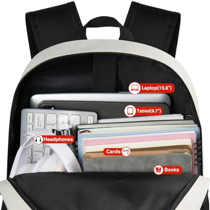 YAMTION 17 Inch School Backpack Women,Classic Back Pack College Bookbag Teen Boys and Girls Black Beige - color: Black Beige, size: 17.3 inch