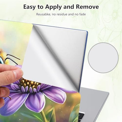 Laptop Skin Sticker Decal, Universal Reusable Vinyl Laptop Cover for 12" 13" 13.3" 14" 15" 15.4" 15.6" Notebook PC, Waterproof Scratch-Resistant with 2 Wrist Pads, Easy to Apply & Remove,Bee Flower - color: Bee Flower