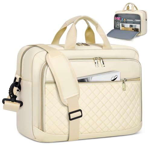 NEWHEY Laptop Bag 17.3 Inch Laptop Briefcase for Women Men Waterproof Shoulder Messenger Bag Large Computer Bag for Business Office Work College, Beige - color: Beige, size: 17 inch