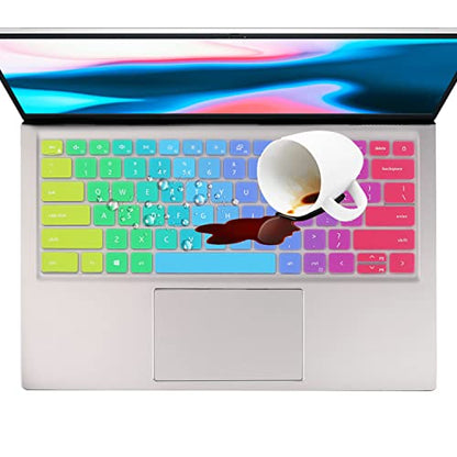 Keyboard Cover for Dell Latitude 3320 3330 3420,Dell Inspiron 13 & Inspiron 14 5000 7000 5310 5410 5415 5418 5420 5425 7430 7415 7420 7425 Inspiron 16 2-in-1 5620 5625 7620 7630(NOT FIT Latitude 5410) - color: Rainbow