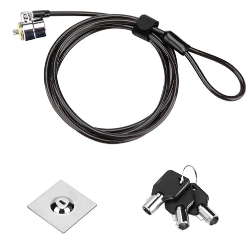 Laptop Cable Lock - 6.7Ft Security Cable with Adhesive Anchors - Compatible for Tablets, Laptops, iMac & Other Devices - 3 Keys (Keyed Different) - color: Black 1Pack