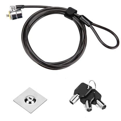Laptop Cable Lock - 6.7Ft Security Cable with Adhesive Anchors - Compatible for Tablets, Laptops, iMac & Other Devices - 3 Keys (Keyed Different) - color: Black 1Pack