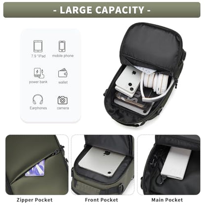 Messenger bag for Men,Small Sling Crossbody Backpack Shoulder Bag for Men Women,canvas Strap Backpack Sling Bag - color: B3-green