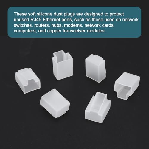 RJ45 Dust Covers Caps, RJ45 Dust Plug PE Ethernet Protector Covers for Media Converters, Router, Modem, Laptop, Network Panel, Pack of 20(Clear)