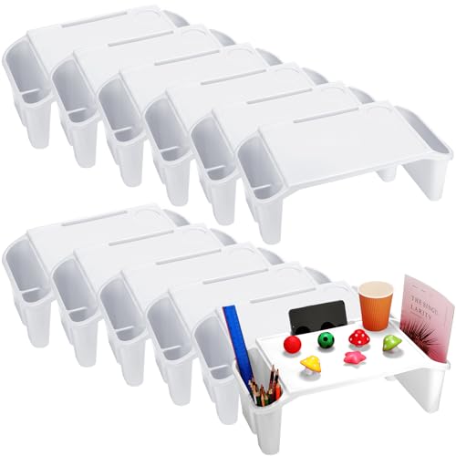 Kisston 12 Pcs Kids Lap Desk Bulk Tray Lap Table Bed Table Plastic Desk with Extra Storage Space Activities Children Portable for Kids Students Work Study School Classroom(White) - color: White