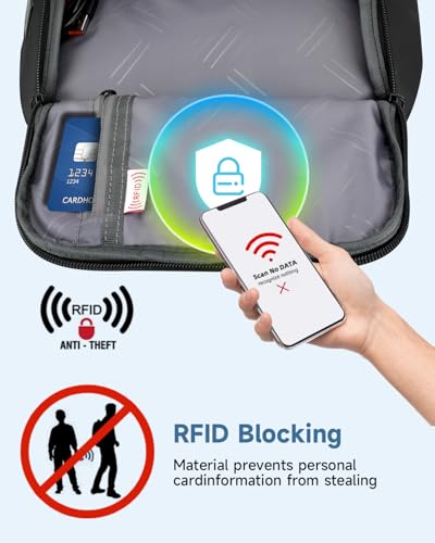 Laptop Backpack for Men, RFID Anti-Theft 16 Inch Professional Business Work Backpack with Dual Charging Ports & Dry-Wet Pocket, Ideal for Travel, Commute, College, Black