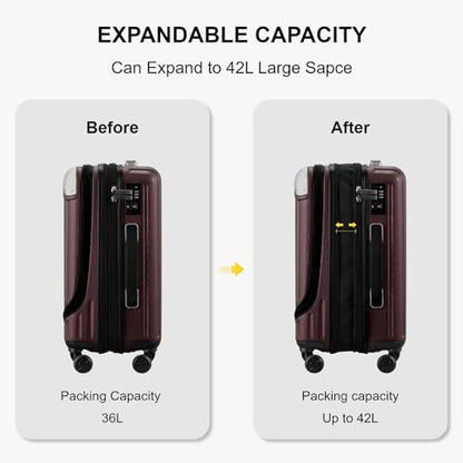 LEVEL8 Grace Large Carry on Luggage, 20 Inch Expandable Hardside Suitcases with wheels, Abs+Pc Harshell Spinner Luggages with Tsa Lock, Red - color: Red, size: 20 Inch - EXT