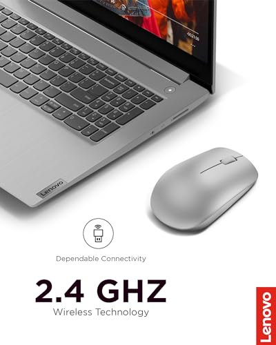 Lenovo 530 Full Size Wireless Computer Mouse for PC, Laptop, Computer with Windows - 2.4 GHz Nano USB Receiver - Ambidextrous Design - 12 Months Battery Life - Platinum Grey - color: Platinum Grey