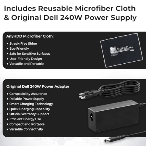 WD19DCS Dell Docking Station Dual Monitor - 4K Display, USB-C Performance Dock with 240W Adapter, HDMI, DisplayPort, USB-C Cables & Cloth (Renewed)