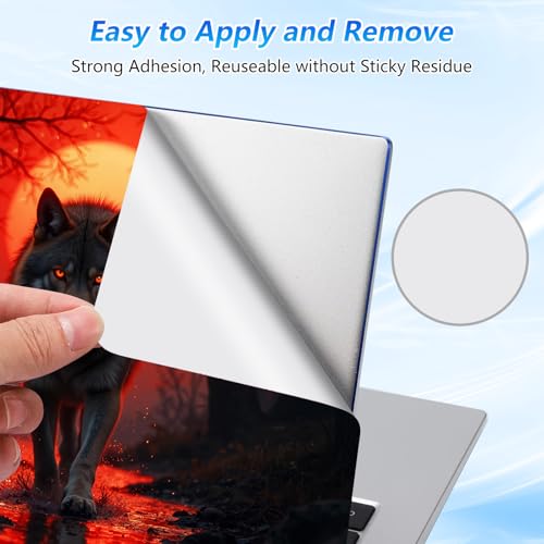 Universal Laptop Skin Sticker Decal with 2 Wrist Pad Skins, Waterproof Scratch Vinyl Cover for 11–15.6 Inch MacBook, HP, Dell, Lenovo, Cutable & Reusable,Lone Wolf Blood Moon - color: Lone Wolf Blood Moon