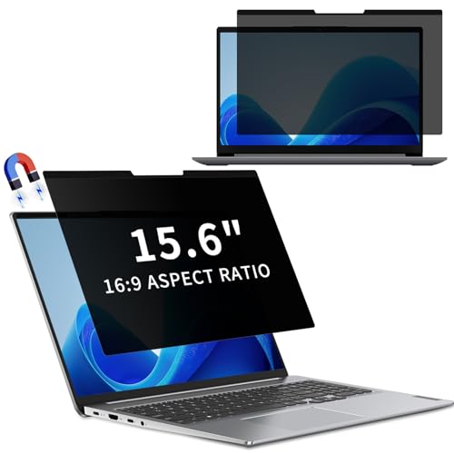 Magnetic Laptop Privacy Screen 15.6 Inch 16:9 (351mm x 204mm) | Anti-Spy/Glare/Reflective/Blue Light, Scratch Resistant, Smudge Resistant, Removable, Laptop Privacy Screen Protector Film - color: Laptop Screen Privacy 15.6 Inch 16:9