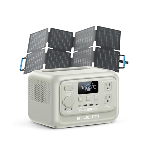 BLUETTI Solar Generator Elite 30 V2 with 60W Solar Panel Included 288Wh | 600W LiFePO4 AC Outlets (1500W Power Lifting), 10ms UPS, Fast Charge Portable Power Station for Camping, Outage, Road Trip - style: BLUETTI Elite 30 V2 Grey+60W