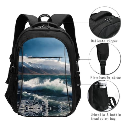 Travel Laptop Backpack Business Backpack for Men Women Blue Travel Backpack with USB Charging Port