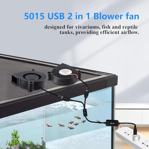 Wathai 2PCS 50mm x 15mm 5V USB Blower Fan 5015 Brushless Cooling Fans | 2 in 1 cosplay helmet cooling fan with Variable Speed Controller for Laptops, Helmets,welding hood ventilation - size: 50mm