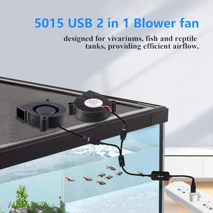 Wathai 2PCS 50mm x 15mm 5V USB Blower Fan 5015 Brushless Cooling Fans | 2 in 1 cosplay helmet cooling fan with Variable Speed Controller for Laptops, Helmets,welding hood ventilation - size: 50mm
