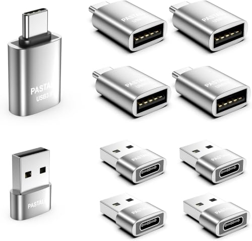 USB to USB C Adapter Combo 10 Pack,USBA to USBC OTG Adapter,Sliver | USB to USBC Adapter,Compatible with MacBook Pro/Air,for iPhone 17/16/15 Pro Max,iPad,Samsung Galaxy S23/S24/S25 - color: Sliver