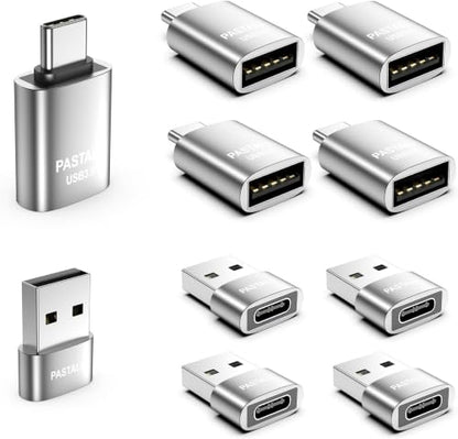 USB to USB C Adapter Combo 10 Pack,USBA to USBC OTG Adapter,Sliver | USB to USBC Adapter,Compatible with MacBook Pro/Air,for iPhone 17/16/15 Pro Max,iPad,Samsung Galaxy S23/S24/S25 - color: Sliver