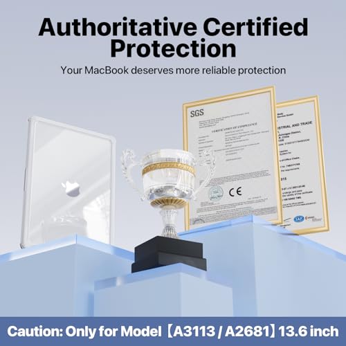Soonjet for MacBook Air 13 inch Case | M5 M4 M3 M2 2026-2022 13.6'' | Profi ShockBumper | Military Drop Protection | Clear Hard Shell Cover | Crystal Clear - color: White
