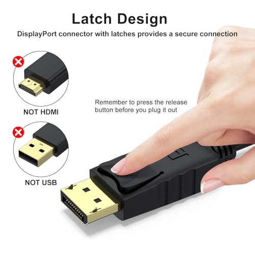 Vanjua DisplayPort to VGA Cable, 1.8M/5.9FT Display Port of Computer/Laptop to VGA of Monitor/Projector Adapter (Not Bidirectional)