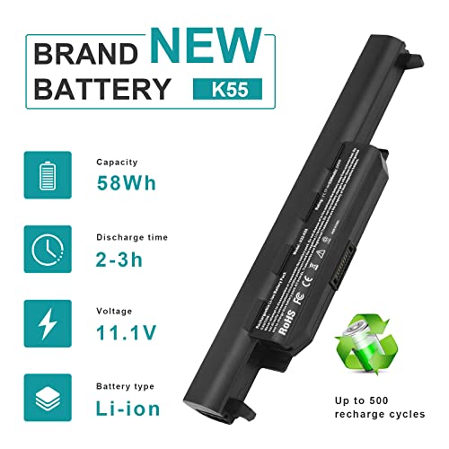 Futurebatt Laptop Battery for Asus A32-K55 A33-K55 A41-K55, ASUS U57A A45 A75 K55N K45 K55A K75 X55 X55A X55C X55U X75 R500A R500V - size: A32-K55 12.13 3.15 1.77in