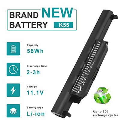 Futurebatt Laptop Battery for Asus A32-K55 A33-K55 A41-K55, ASUS U57A A45 A75 K55N K45 K55A K75 X55 X55A X55C X55U X75 R500A R500V - size: A32-K55 12.13 3.15 1.77in
