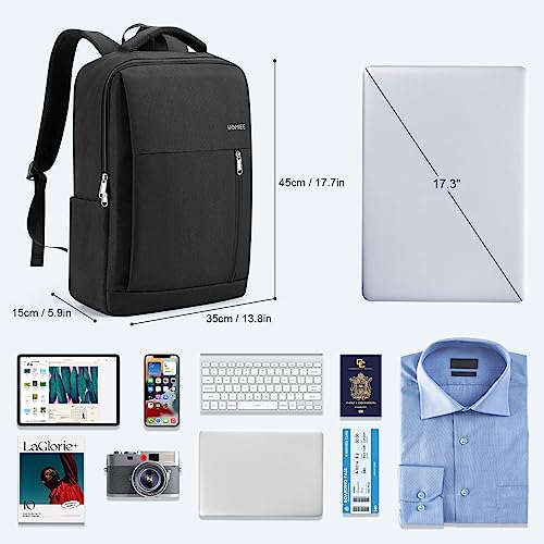 HOMIEE 17 Inch Laptop Backpack Slim Durable Business Backpack | USB Charging Port, Lightweight, Durable & Water-Resistant, Luggage Strap, Casual Daypack for School Work Travel
