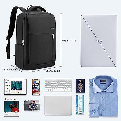 HOMIEE 17 Inch Laptop Backpack Slim Durable Business Backpack | USB Charging Port, Lightweight, Durable & Water-Resistant, Luggage Strap, Casual Daypack for School Work Travel