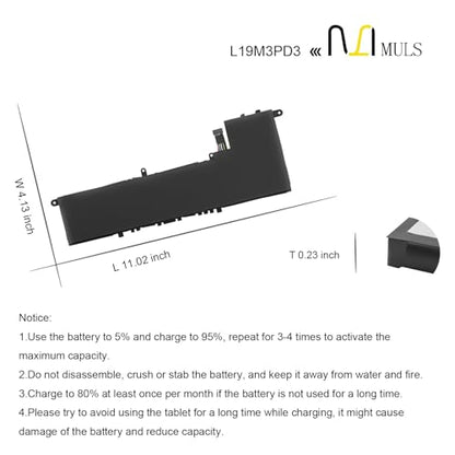 MULS 56Wh L19M3PD3 Battery for Lenovo IdeaPad S540-13 S540-13API S540-13ARE | S540-13IML S540-13ITL Series L19L3PD3 L19D3PD3 SB10V27762 5B10V27760 SB10V27765 5B10W67393 11.52V with Tools Extended runtime