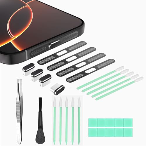 USB C Dust Plug Cover for Charging Port, Type C Cleaning Kit & Speaker Cap Cleaner, Phone Accessories Compatible with iPhone 17 Pro Only (Not iPhone 17 / Pro Max) - size: for iPhone 17 Pro Only
