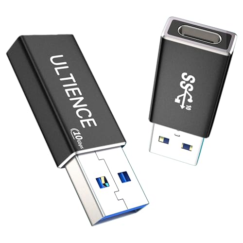 [10Gbps 2 Pack] USB C Female to USB A Male Adapter - USB 3.2 Converter High Speed 10Gbps Data Transfer & 60W Fast Charging, Compatible with Apple/iPhone/iPad - color: Single-Chip Black