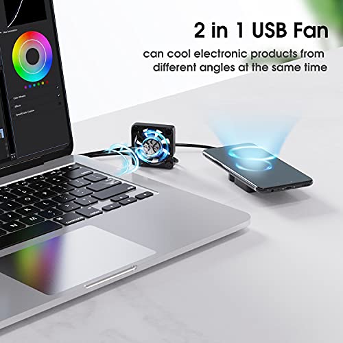 ELUTENG Dual 40mm USB Fan with 3 Speeds Adjustable 5V PC Fan Max 5500RPM | 40mm * 40mm * 25mm Mini Case Fan Quiet Computer Fan Compatible for PC, TV Box, Router, Xbox, PlayStation - size: 40mm