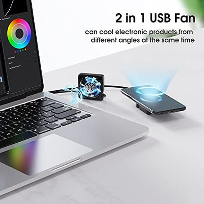 ELUTENG Dual 40mm USB Fan with 3 Speeds Adjustable 5V PC Fan Max 5500RPM | 40mm * 40mm * 25mm Mini Case Fan Quiet Computer Fan Compatible for PC, TV Box, Router, Xbox, PlayStation - size: 40mm