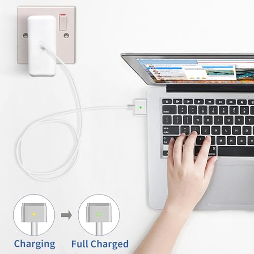 Mac Book Air Charger Replacement, 45W Power T-tip Magnetic DC Connector Adapter for Mac Book Air 11 inch and 13 inch (Between 2012-2017) (White)
