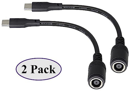 USB Type C Male External to DC 7.4mmx5.0mm Female Internal Connector Quick 5A Charging Power Supply Suitable for Mobile Phones,Tablets,laptops Power Sockets(17cm/6.7inch-2Pack)