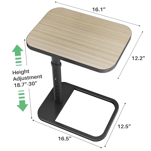Kitstorack Upgraded TV Tray Table with Panel Lock, Adjustable Height & 90° Flip-Over Design, Sofa Arm End Side Table for Eating, Dinner, Snack, Laptop, Couch, Bed, Chair or Small Spaces, Gray - color: Driftwood Gray, style: Auto-locking