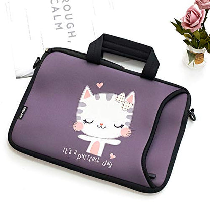 11 11.6 12 12.5 13 inches Case Laptop/Chromebook/Notebook PC Tablet Travel Case Neoprene Handle Sleeve with Shoulder (11-13.3 inch, Cute Cat) - color: Cute Cat, size: 11-13.3 inch