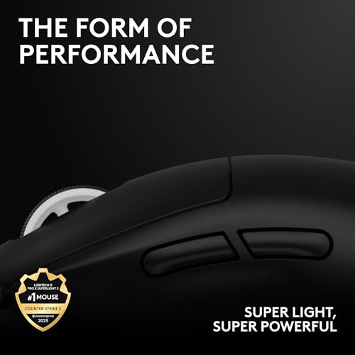 Logitech G PRO X Superlight 2 Wireless Gaming Mouse - Black | 60g, Symmetrical Shape, <8 kHz Polling, 44K DPI, PowerPlay Wireless Charging Supported, USB-C, 5 Buttons, For PC/Mac - color: Black, size: Classic, style: Mouse