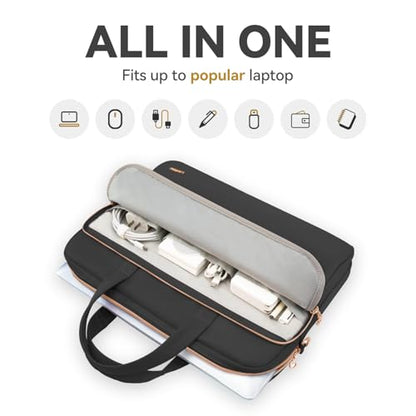 15.6 16 Inch Laptop Bag Case for Women Men Compatible with MacBook Pro M5/HP OmniBook Omen Envy/Dell Pro Inspiron/Lenovo Yoga IdealPad, Messenger Carrying Briefcase Computer Bag Case, Black - color: Black, size: 15.6 inch