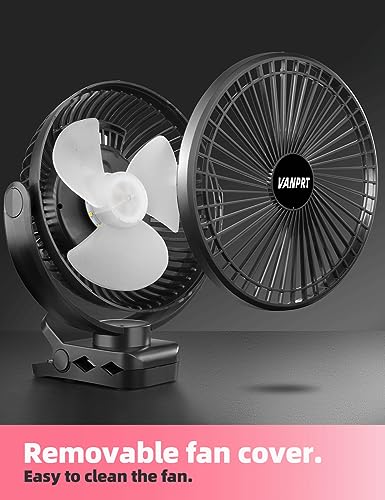 8'' Rechargeable Portable Hanging RV Tent Clip fan with Remote, 10000mAh Camping Fan, 3 Speed, Max 40 Hours Working Time, with LED light and Timer, 720°Rotation, as Emergency Power - Black - style: 8'' Rechargeable Camping Fan