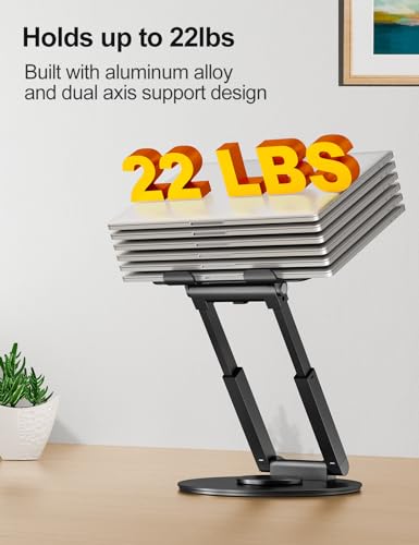 tounee Telescopic Laptop Stand for Desk with 360° Swivel Base, Sit to Stand, Height Adjustable, Portable Riser Holder for Good Posture, Compatible with MacBook Pro, All Laptops 10-17" - Black - color: Black