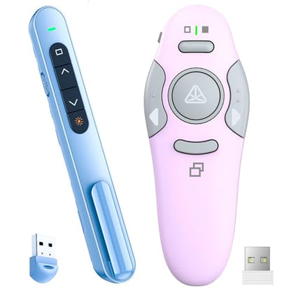 QUI Presenter Clicker Bundle | BK600 Slim-Shaped USB A Blue & BQ100 Remote-Shaped USB A Purple