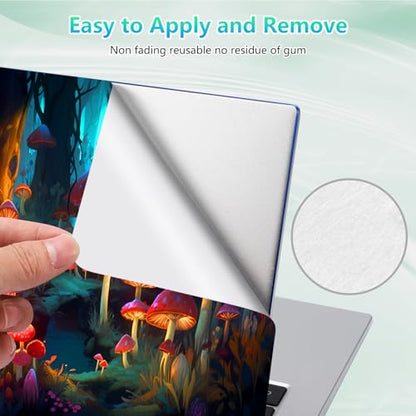 Laptop Skin Sticker Decal 12"-15.6" Universal Laptop/Notebook/Netbook Vinyl - Waterproof Scratch Resistant,Fits HP Dell Lenovo MacBook,2 Free Wrist Pads,Easy Apply & Remove,Mushrooms Forest - color: Mushrooms Forest