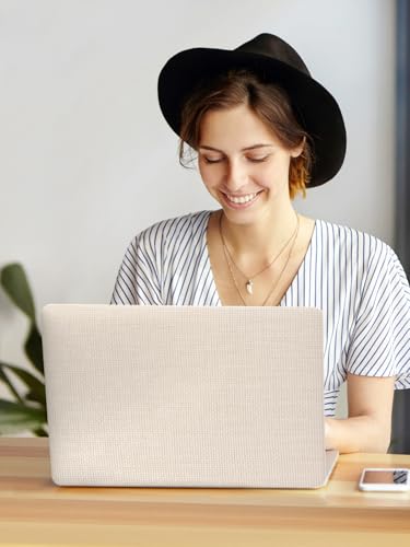 Seorsok Compatible with MacBook Air 15 inch Case 2026 2025-2023 Release M5 A3448 M4 A3241 M3 A3114 M2 A2941 Touch ID,Elegant Leather Plastic Hard Shell Case with Keyboard Cover,Beige No Logo Cutout - color: Beige Woven, size: Air 15 inch A3448 A3241 A2941