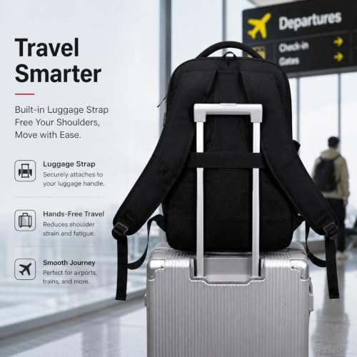Travel Laptop Backpack with USB Port, Reflective Business Bag (Matte Black) - color: Matte Black