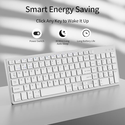 Wireless Bluetooth Keyboard-Number Pad, Multi-Device for Mac/iPad/iPhone | Bluetooth 5.1, low-profile ergonomic design, stable connection. Compatible with Mac, iPad, iPhone, Android, Windows, White - color: white