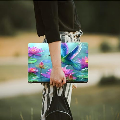 Laptop Skin Sticker Decal, Universal Protective Cover Fit 12 13 14 15.6 Inch Notebook, Reusable Water-Resistant Vinyl Decal w/ 2 Wrist Pads for Business Travel Office, Lotus Leaf Hummingbird - color: Lotus Leaf Hummingbird